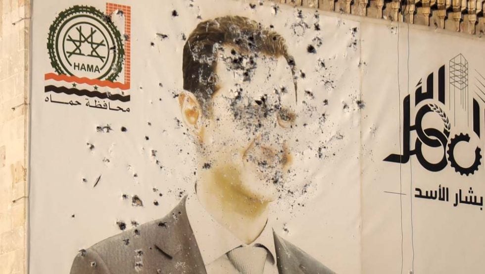 Αφισα του Ασαντ στη Χάμα της Συρίας